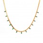 18K Gold Plated Green Zirconia Embellished Flat Snake Chain Stainless Steel Necklace