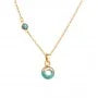 18K Gold Plated Turquoise Inlaid Elegant Pendants Stainless Steel Fashion Necklace