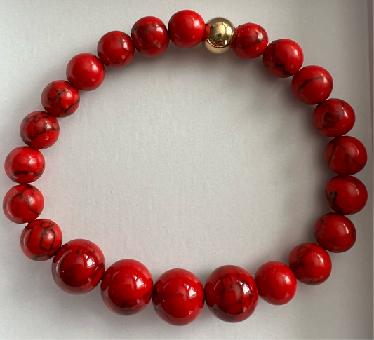 Red Turquoise Crystal Beads 8MM Bracelet