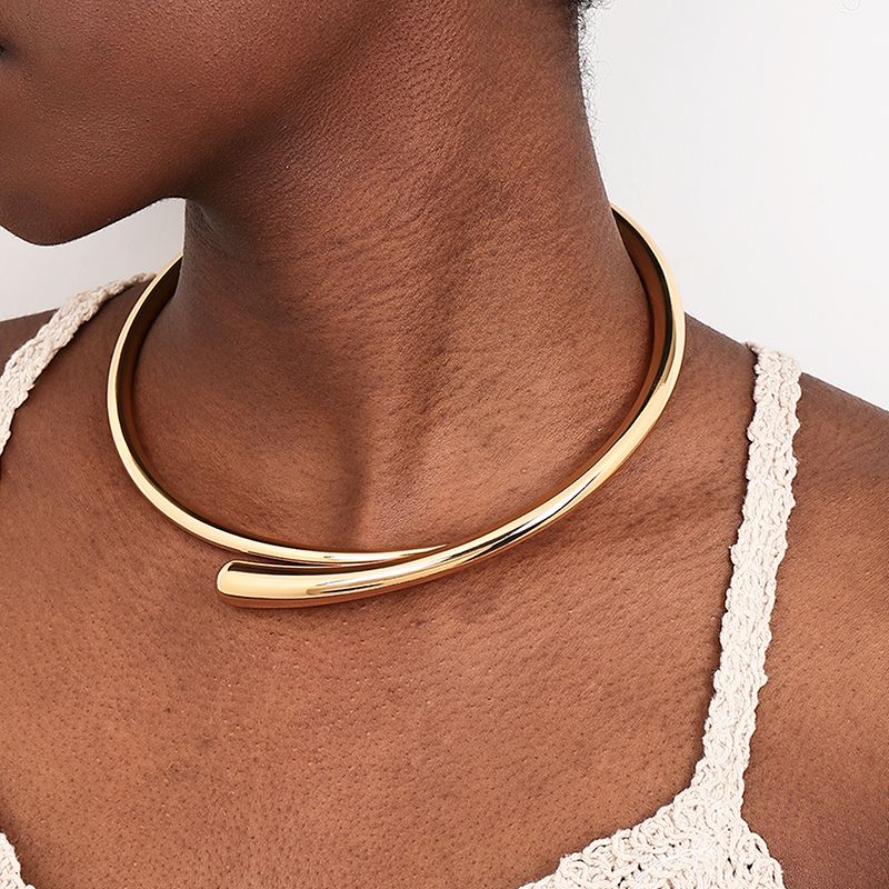 Nordic Style Solid Alloy Choker Gold Color Fashion Jewelry