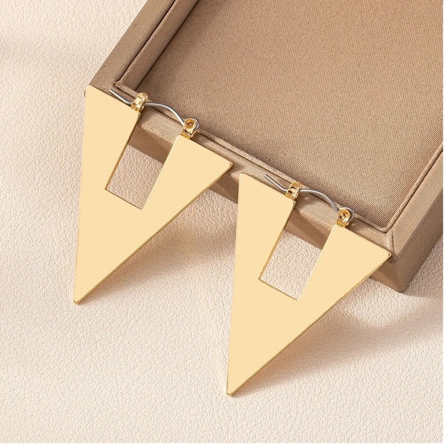 Gold Tone Triangle Earrings