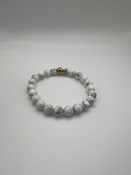 Howlite Crystal Bead Bracelet