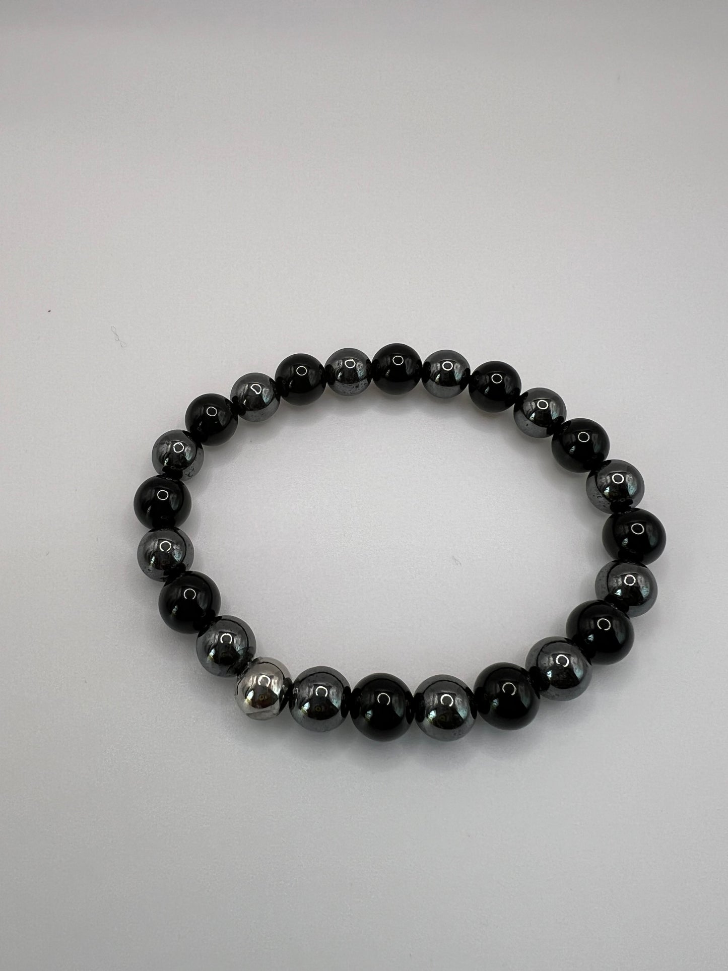 Black Tourmaline & Hematite Crystal Bead Bracelet