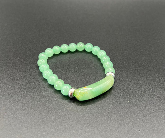 Aventurine Crystal Beads Bracelet with Silver Spacers