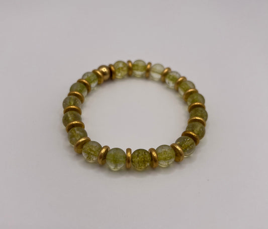 Peridot Crystal Bracelet Gold Spacers All Around