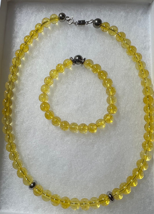 Citrine Necklace and Bracelet Crystal Beads set