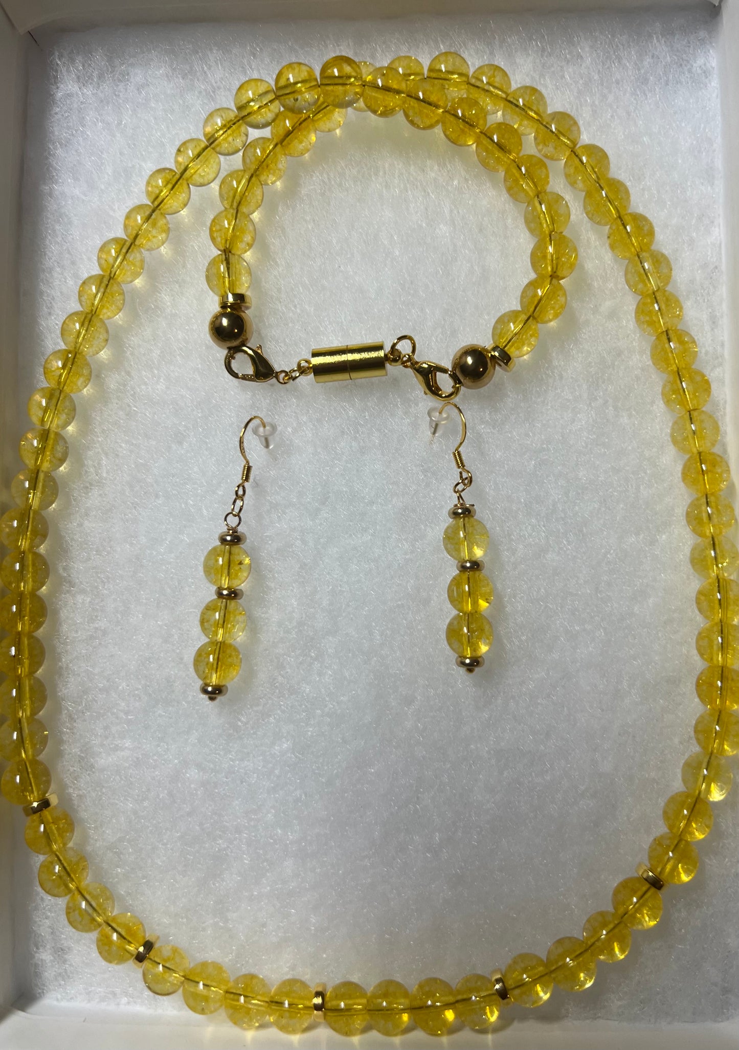 Citrine Crystal Beads Necklace and Earrings set