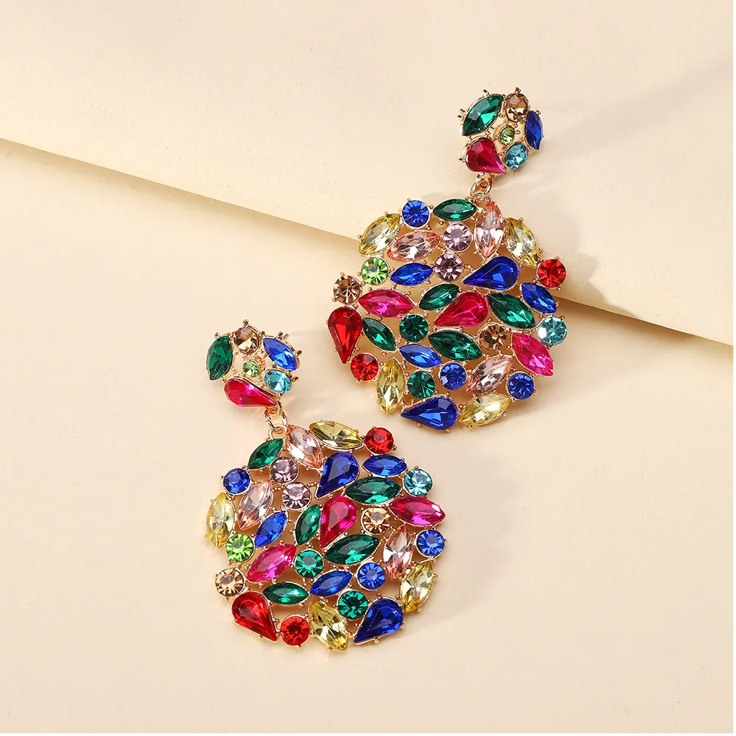 Multicolor Rhinestone Drop Earrings