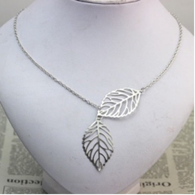 Silver Tone Leaf Necklace