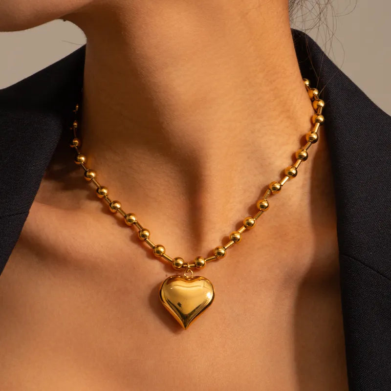 Heart Shape Stainless Steel 18k Gold Plated Fashion Necklace