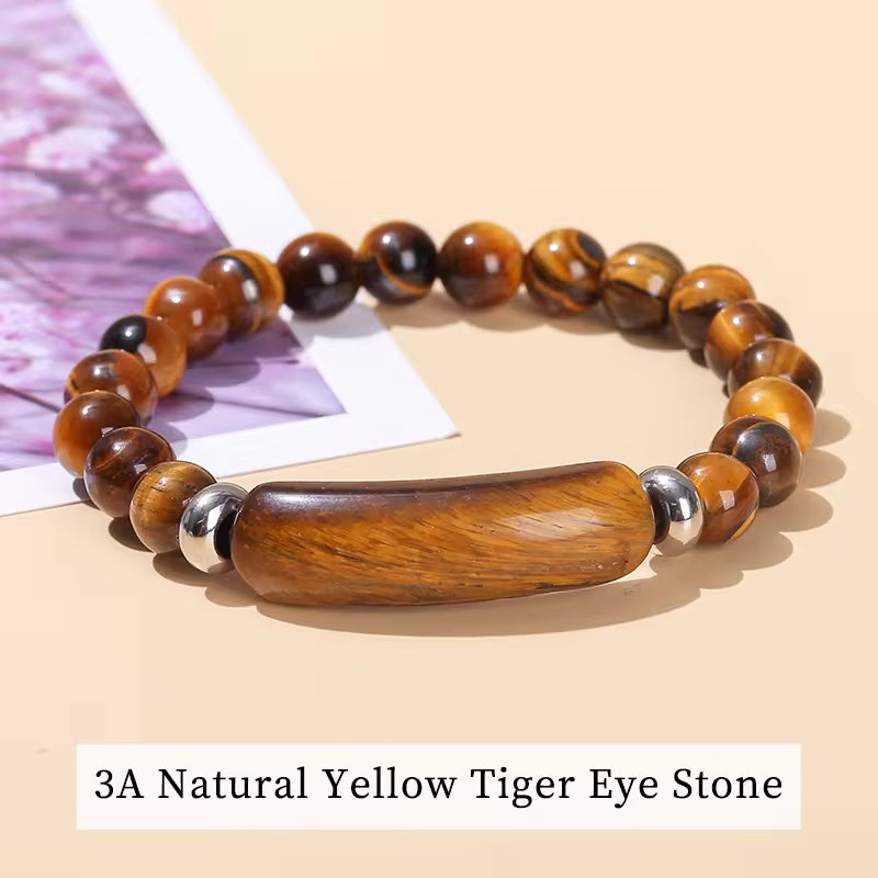 Tiger's Eye Crystal Beads Bracelet with Silver Spacers