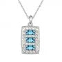 Fashion Queen Style Aquamarine Crystal Rectangular Pendant Necklace