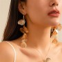 Fashion Cool Style Ginkgo Leaves Long Dangle Fashion Earrings - Golden