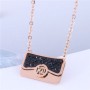 High Fashion Handbag Pendant Stainless Steel Necklace - Black