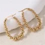 Hiphop Gold Fashion Shining Balls Stainless Steel Hoop Earrings