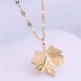 Maple Leaf Pendant Stainless Steel Fashion Necklace - Golden