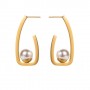 Gold & Pearl Geometric Design Fashion earrings